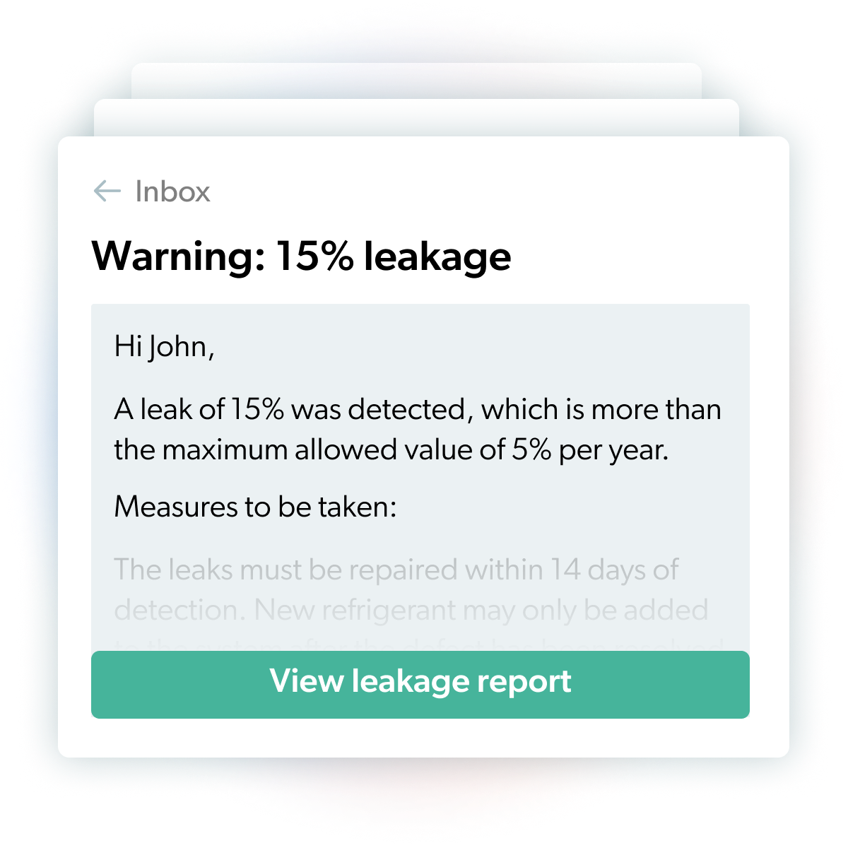 Artistic impression of a leakage warning